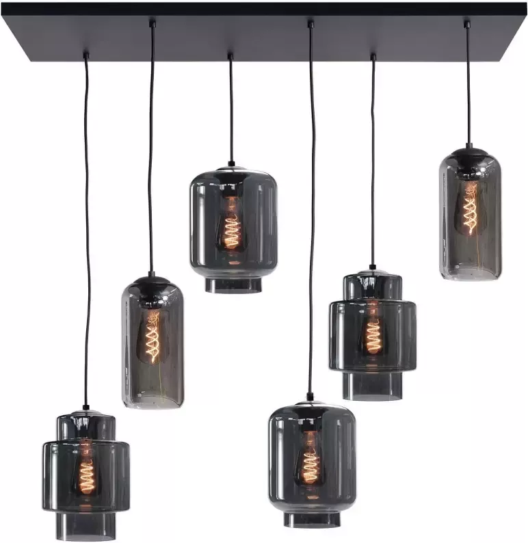 Highlight Hanglamp Fantasy Moderno 6 lichts L 100 x B 35 cm rook zwart