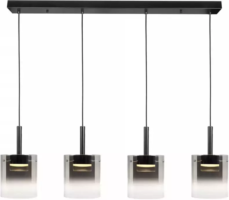 Highlight Hanglamp Salerno 4 lichts recht 110 cm zwart - Foto 1