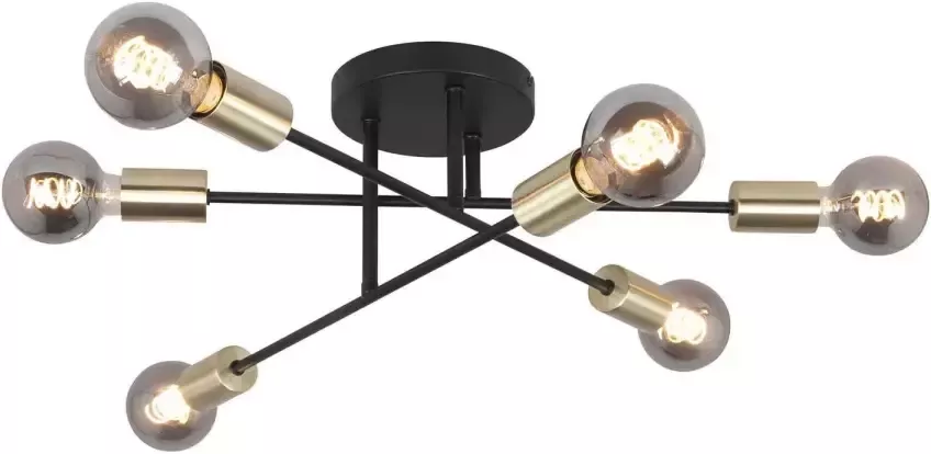 Highlight Plafondlamp Sticks 6 lichts Ø 70 cm goud zwart