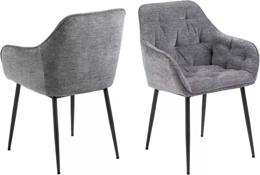Giga Living Eetkamerstoel Antraciet Stof Zithoogte 47cm Zion Set van 2 - Foto 1