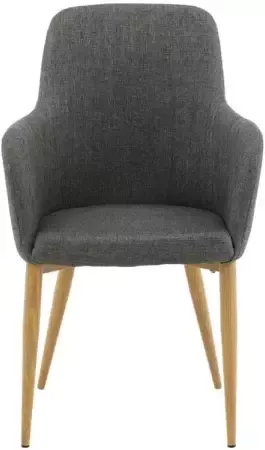 Hioshop 2 x Comfort eetkamerstoel grijs eik decor.