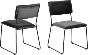 Hioshop 2 x Corcica eetkamerstoel donkergrijs zwart metaal.