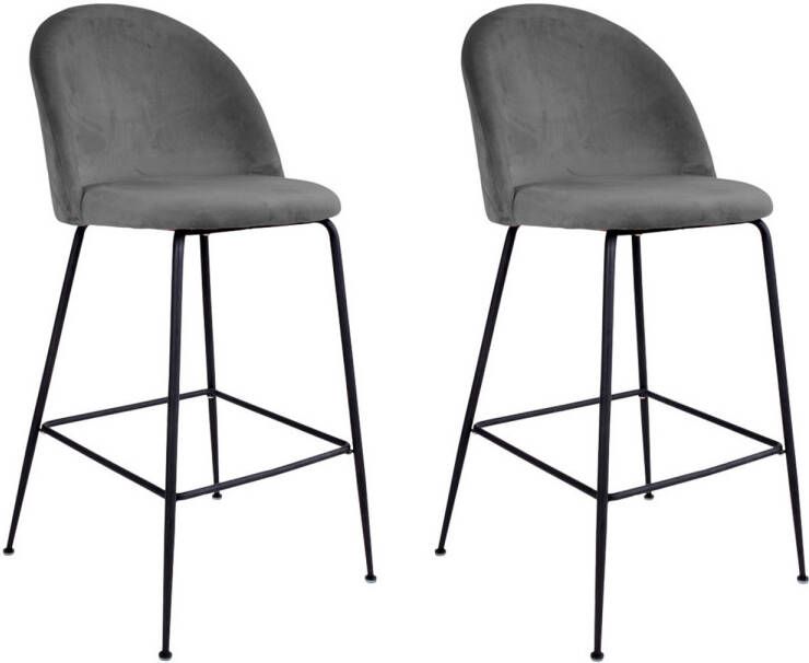 House Nordic Lausanne Bar Chair Bar chair in grey velvet with black legs HN1213