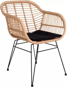 Hioshop 2 X Trish Fauteuil Met Kussen Rotan Natuur.