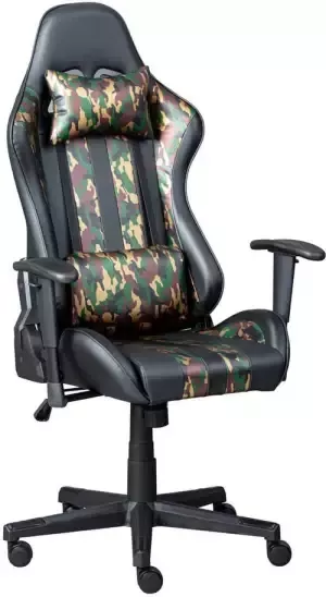 Hioshop ActionHero kantoorstoel met kussen en lordosesteun camouflage.