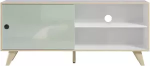 Hioshop Adelaide TV-meubel 1 deur 1 plank wit groen.