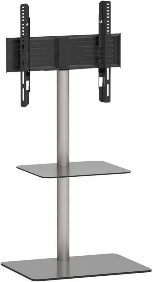 Hioshop Alani TV-meubel Tv-standaard 1 plank zilverkleurig zwart glas. - Foto 1