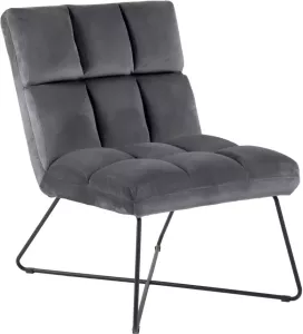 Hioshop Alice fauteuil ligstoel velours grijs.