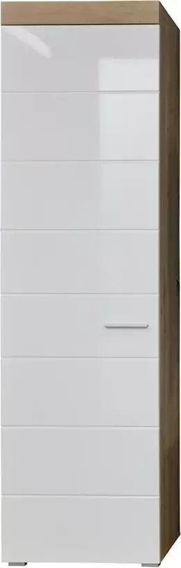 Trendteam Amanda MandoGD kledingkast 1 deur 5 legplanken eiken decor wit hoogglans