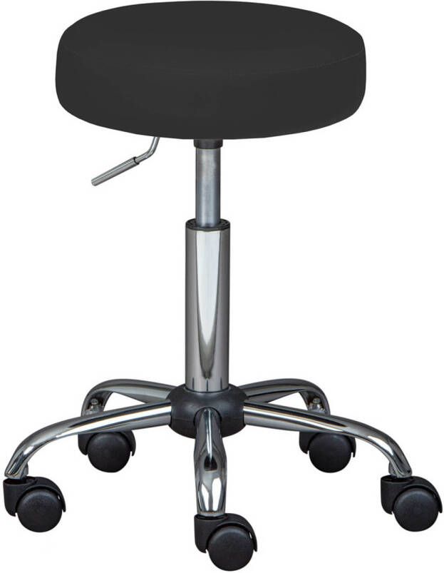 Hioshop Asra kantoorstoel draaibare kruk zwart.