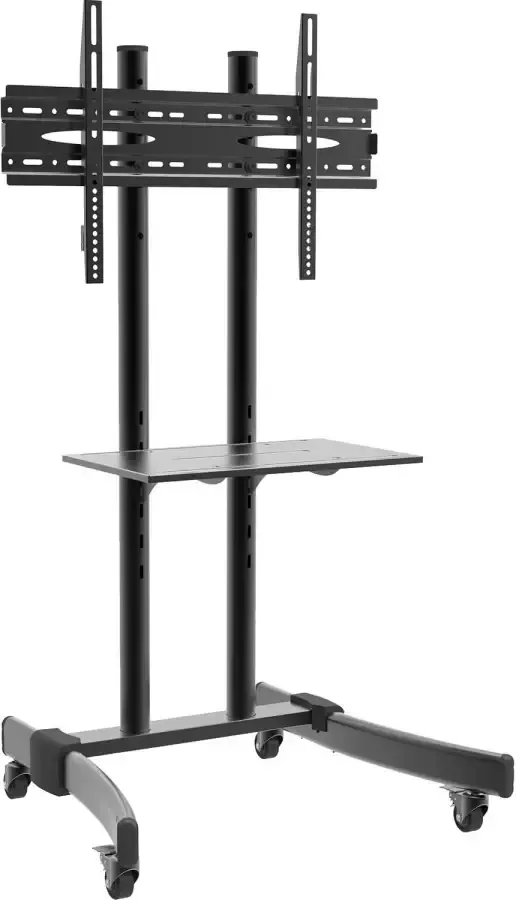Hioshop B-MS 125 TV-meubel in hoogte verstelbaar met 1 plank en wielen Zwart. - Foto 1
