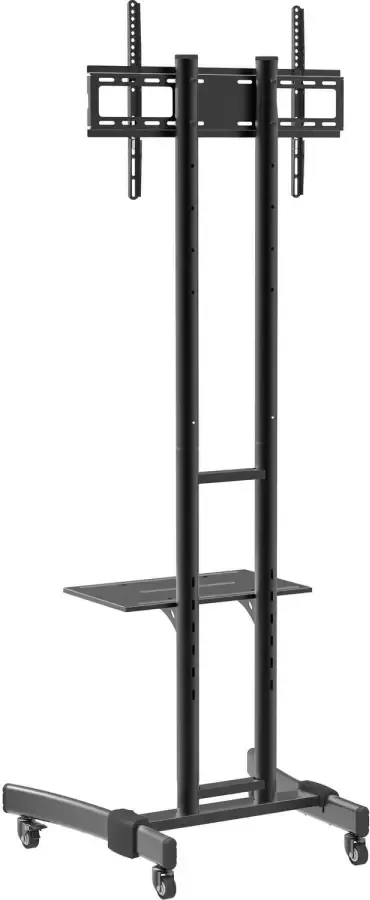 Hioshop B-MS 190 TV-meubel in hoogte verstelbaar met 1 plank en wielen Zwart. - Foto 1
