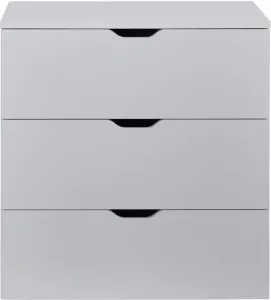 Hioshop Basix kommode 3 laden wit.