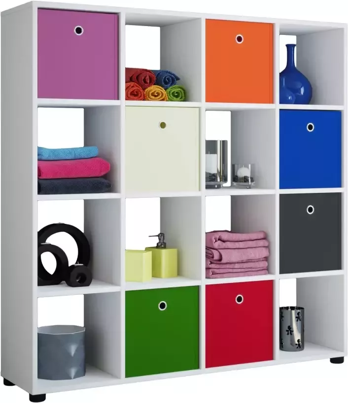 Hioshop Benas 4x4 wandkast 16 vakkenwit.