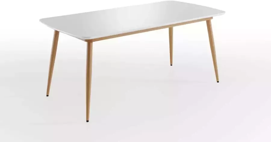 INTER-FURN Eettafel Bozen 180 cm breedte x 90 cm diepte tafelblad wit gelakt metalen frame (1 stuk)