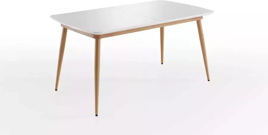 INTER-FURN Eettafel Bozen uittrekbaar 160 tot 200 cm tafelblad wit gelakt metalen frame (1 stuk)