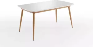 Hioshop Bozen eetkamertafel uittrekbaar 160-200 cm wit honing.