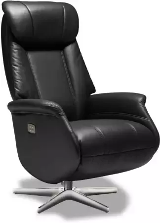 Solliden Brack stoel luxe verstelbare relaxfauteuil met motor echt leder zwart