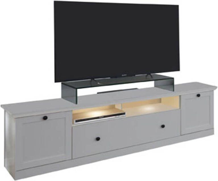 Hioshop Brax TV-meubel 2 deuren 1 plank en 1 klep wit.