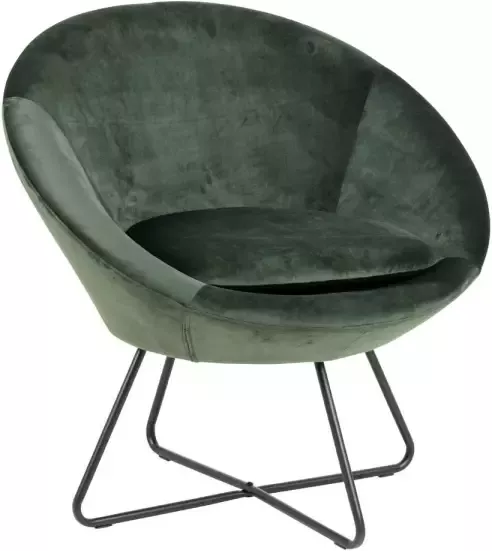 Hioshop Cenna fauteuil bosgroen zwart metaal.