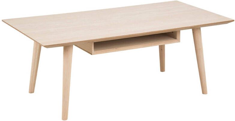 Hioshop Cent salontafel met 1 plank eiken geloogd wit 115x60x42 cm.
