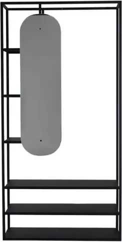 Hioshop Classe garderobe opstelling 6 planken 1 spiegel zwart.