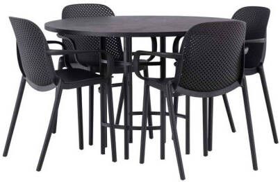 Hioshop Copenhagen eethoek tafel zwart en 4 baltimore stoelen zwart. - Foto 1