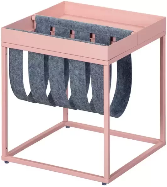 Hioshop Cute salontafel met tijdschriftenhouder grijs en roze. - Foto 1