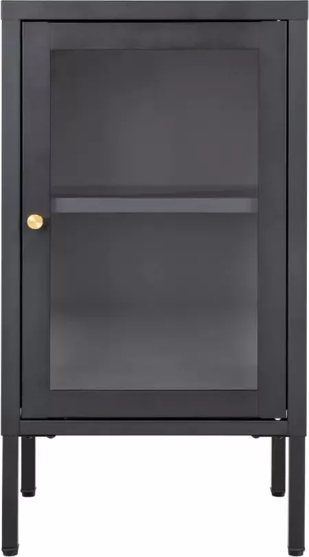 House Nordic Dalby Vitrinekastje Zwart Staal Glazen Deur 38x70x35 cm
