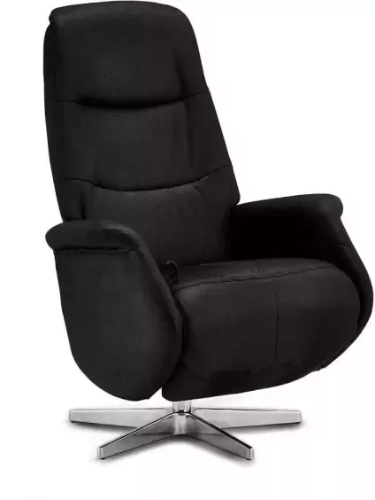 Hioshop Drix relaxstoel fauteuil zwart metaal zilverkleurig.