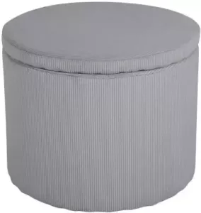 Hioshop Dunken poef hocker met opbergruimte Ø51cm fluweel grijs.
