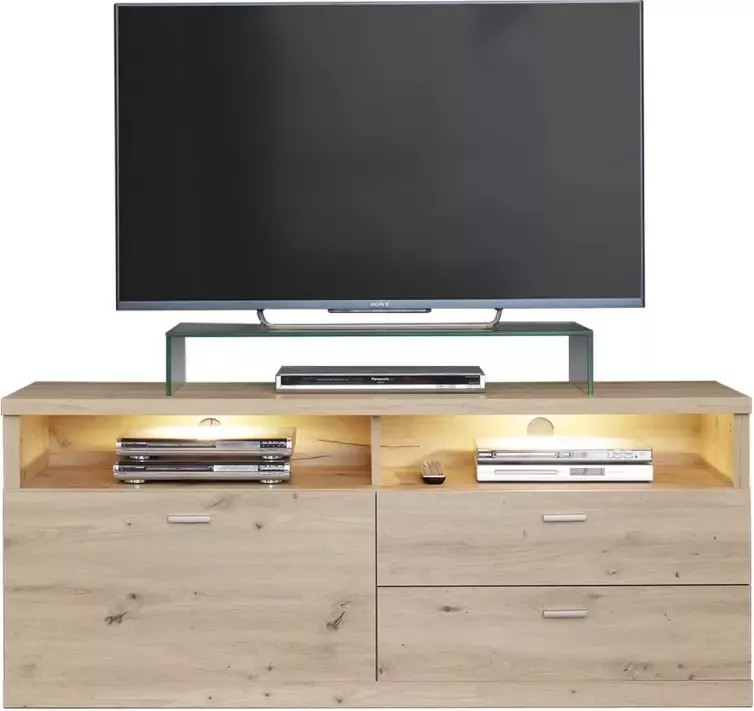 Trendteam Echo TV-meubel 2 laden 2 open vakken 1 klep incl. verlichting eiken decor