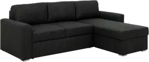 Hioshop Flemar slaapbank met chaise longue donkergrijs.