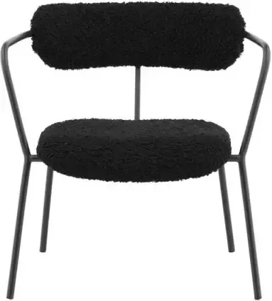 Hioshop Fluffy fauteuil teddy stof zwart.