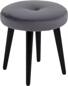 Hioshop Friska poef krukje Diameter 40 cm grijs zwart.