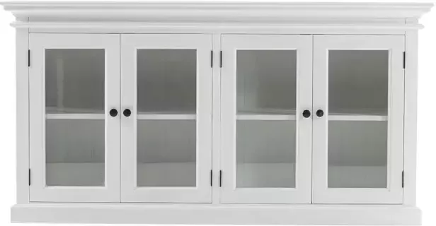 Hioshop Halifax dressoir met 4 glazen deuren wit.
