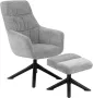 Hioshop Heal fauteuil loungestoel met voetenbankje grijs zwart. - Thumbnail 1