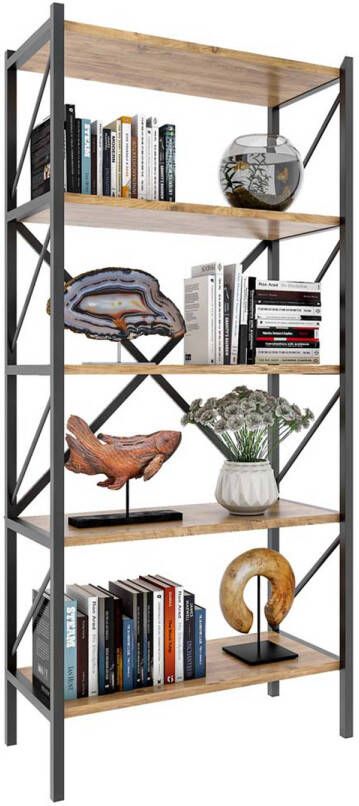 Hioshop Insasi5 wandkast 5 planken eik decor.