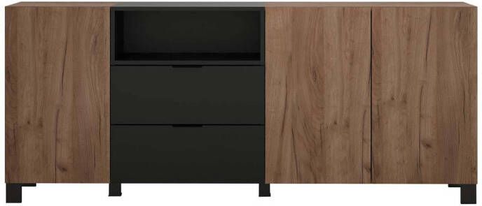 Trendteam Dressoir Kendo Sidetable eiken lichtbruin matzwart breedte 185 cm hoogte 78 cm