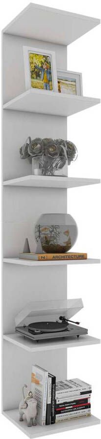 Hioshop Lazas wandkast wandmontage 5 planken wit.