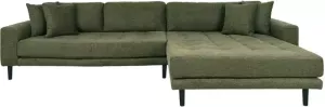 Hioshop Lido bank met chaise longue rechts gericht 4 kussens groen.