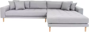 Hioshop Lido bank met chaise longue rechts grijs.