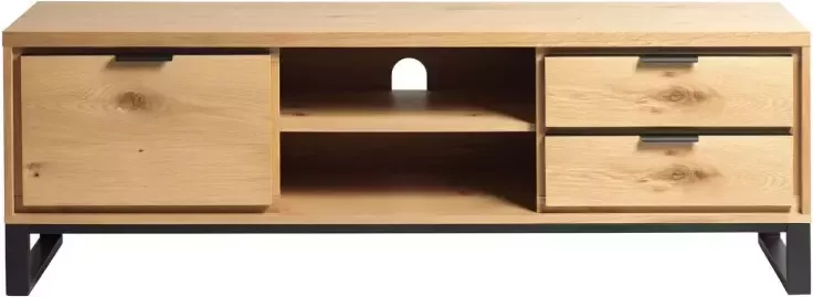 Hioshop Livorno Tv-meubel 1 Deur 2 Open Vakken 2 Lades Natuurlijk Eiken Decor.