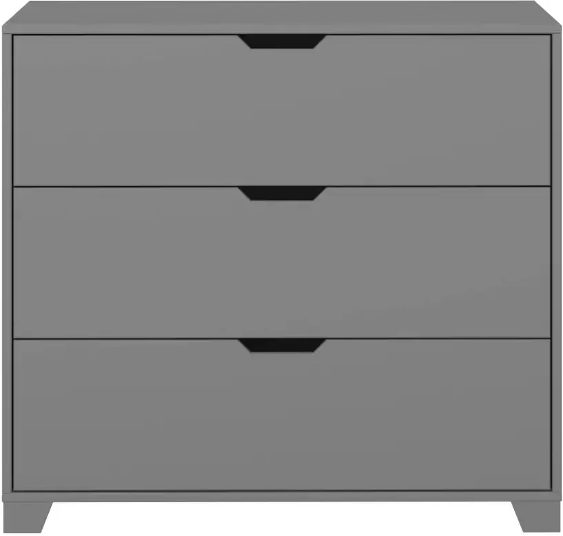 Hioshop Loke kommode met 3 laden grijs gelakt.