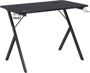 Hioshop Mana gamertafel met headsethouder bekerhouder zwart.