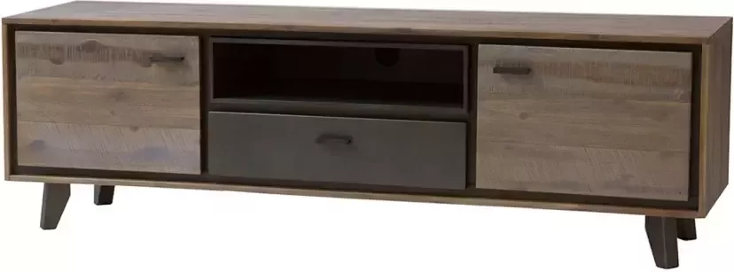 Hioshop Marla TV-meubel met 2 deurtjes en 1 lade acaciahout bruin-grijs. - Foto 1
