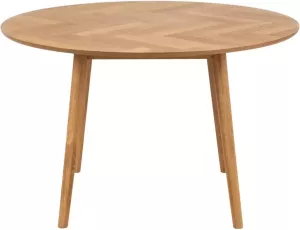 Hioshop Nagie eetkamertafel Ø120cm visgraat eiken decor.