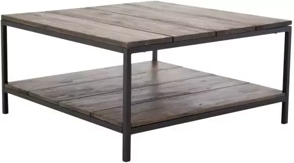 Hioshop Padang salontafel met plank 80x80 cm teak decor.