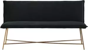 Hioshop Pippi Bank 3 Persoons Velours Zwart.