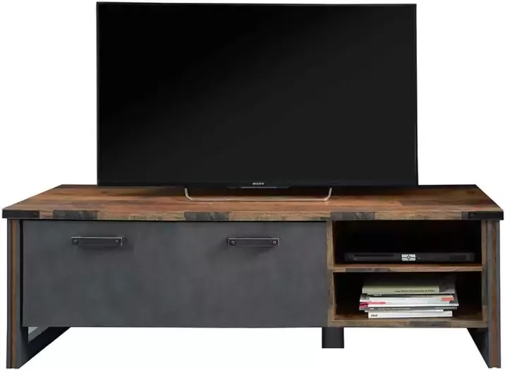 Hioshop Prip TV-meubel 2 planken en 1 klep Old Wood decor Matera decor. - Foto 1